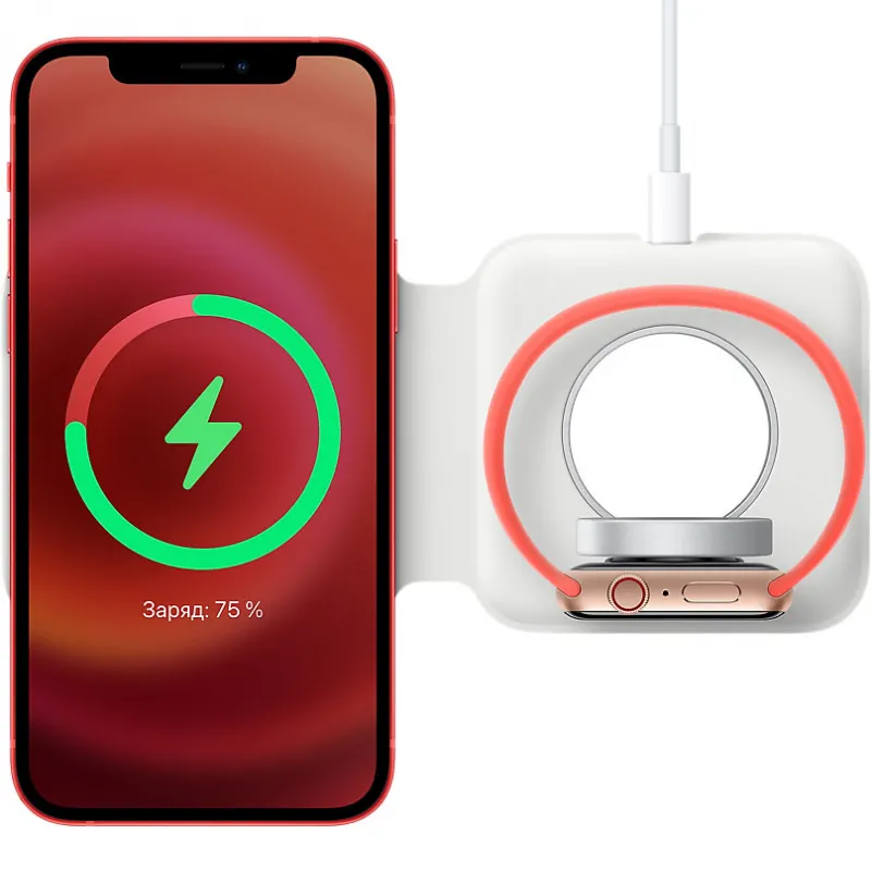 Încărcător wireless Apple MagSafe Duo Charger, 20W, Alb