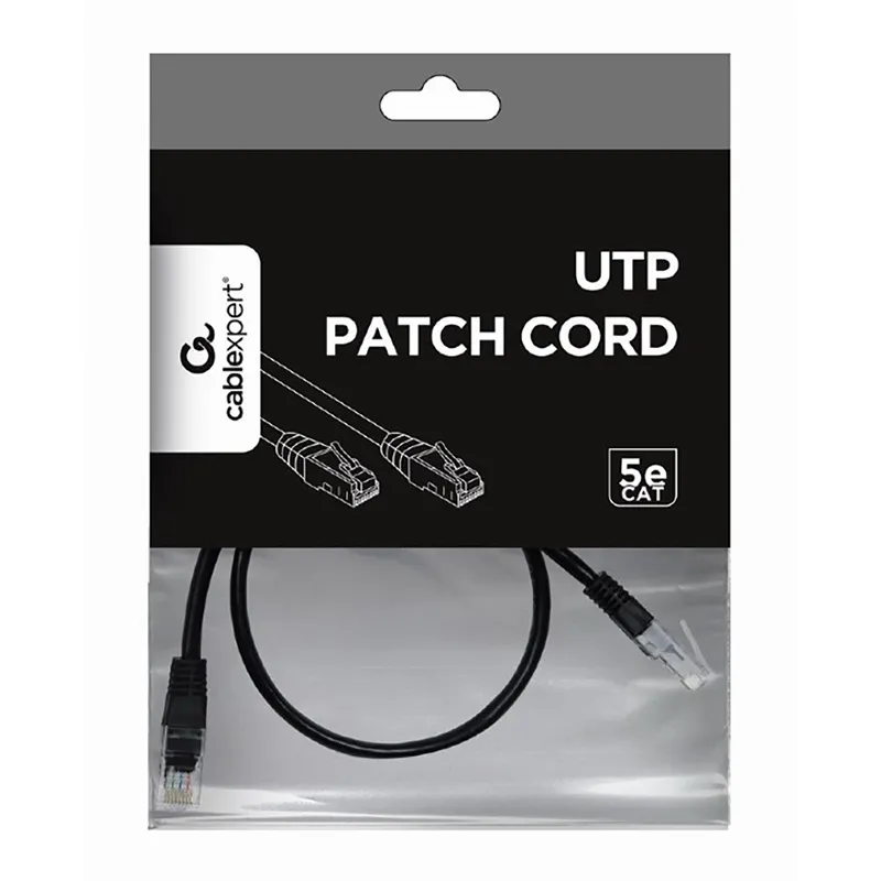 Patch cord Cablexpert PP12-0.5M/BK, CAT5e UTP, 0,5m, Negru