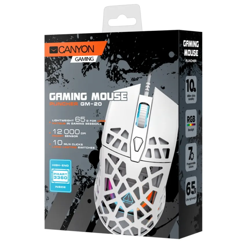 Gaming Mouse Canyon Puncher, Alb