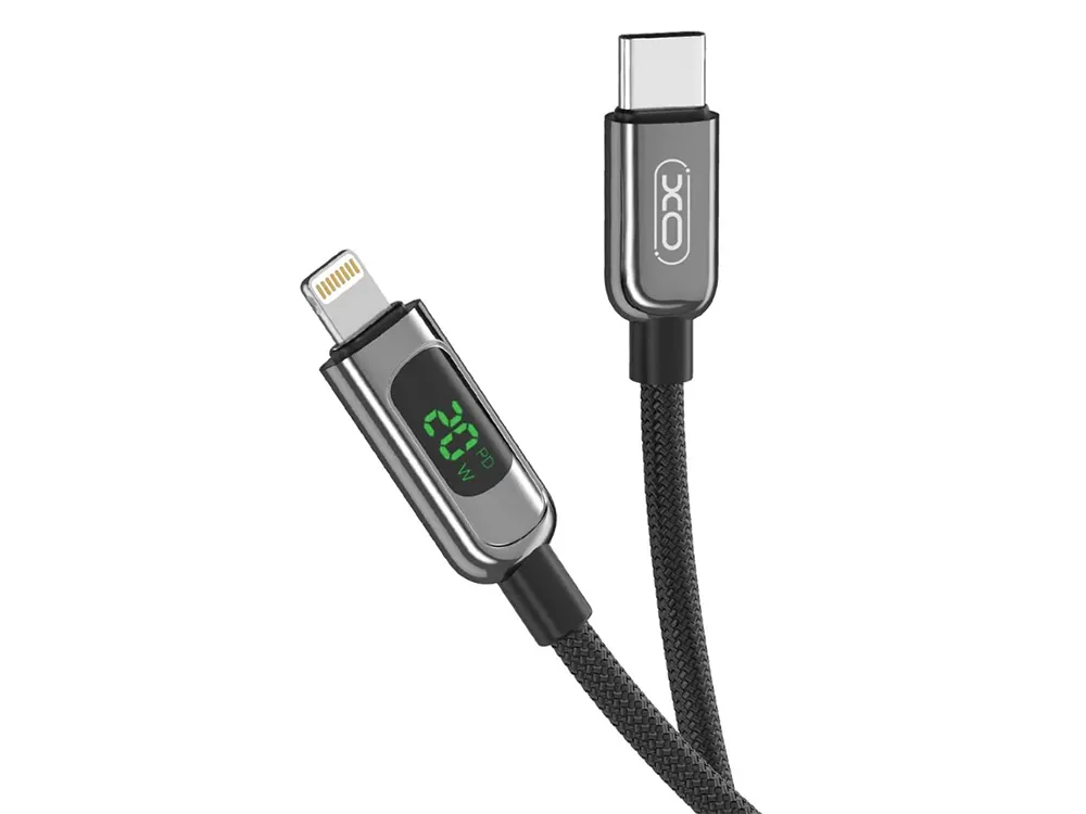 Type-C to Lightning Cable XO, Digital display 20W, NB-Q203A, Black