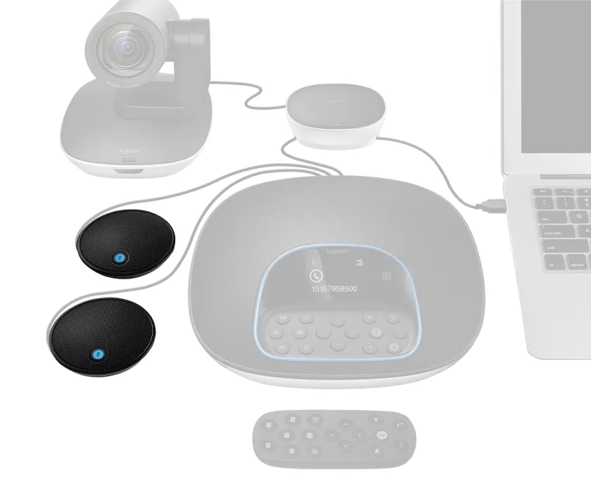 Microfon pentru camera Logitech GROUP Expansion Mics, Fără fir, Negru