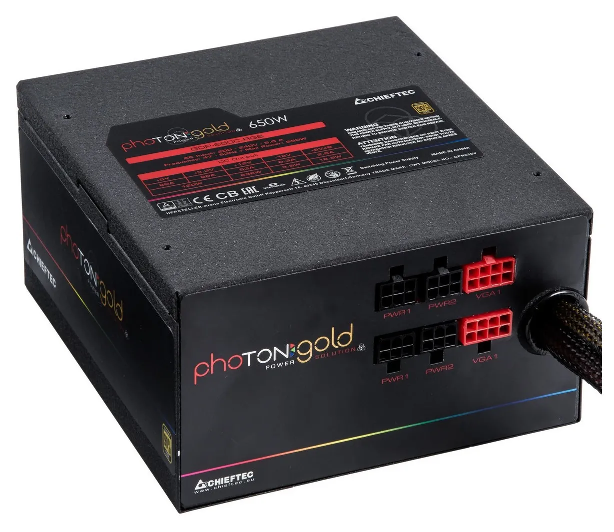 Sursă Alimentare PC Chieftec GDP-650C-RGB, 650W, ATX, Semi-modular