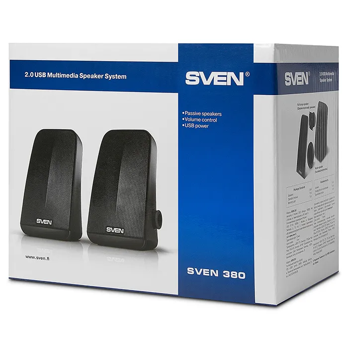 Boxe pentru calculator 2.0 SVEN "380", Negru
