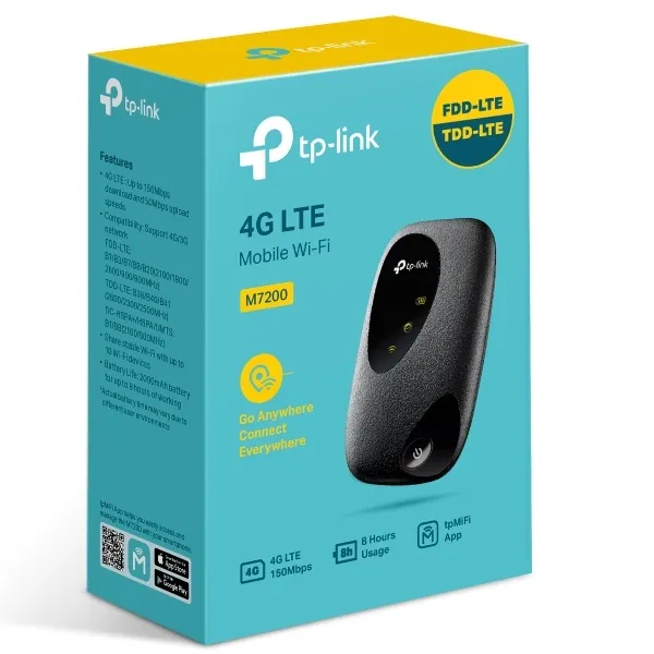 Wi-Fi Router mobil TP-LINK M7200, 4G, Negru