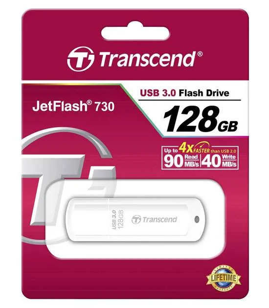 Memorie USB Transcend JetFlash 730, 128GB, Alb