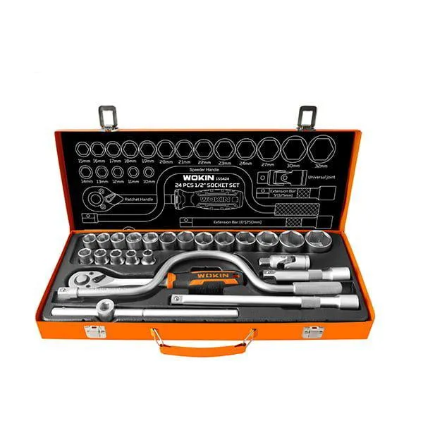 Set de 24 de chei tubulare WOKIN de 1/2 Cr-V (Industrial)