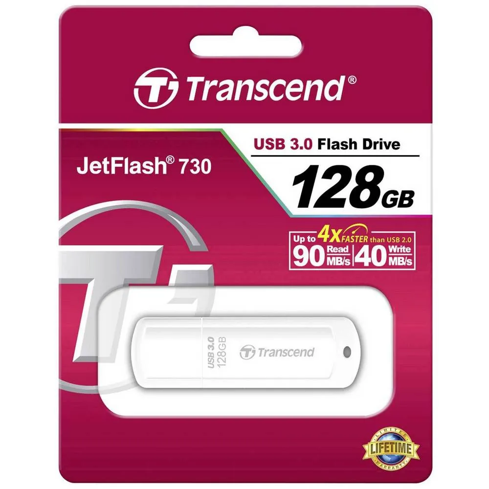 Memorie USB Transcend JetFlash 730, 128GB, Alb