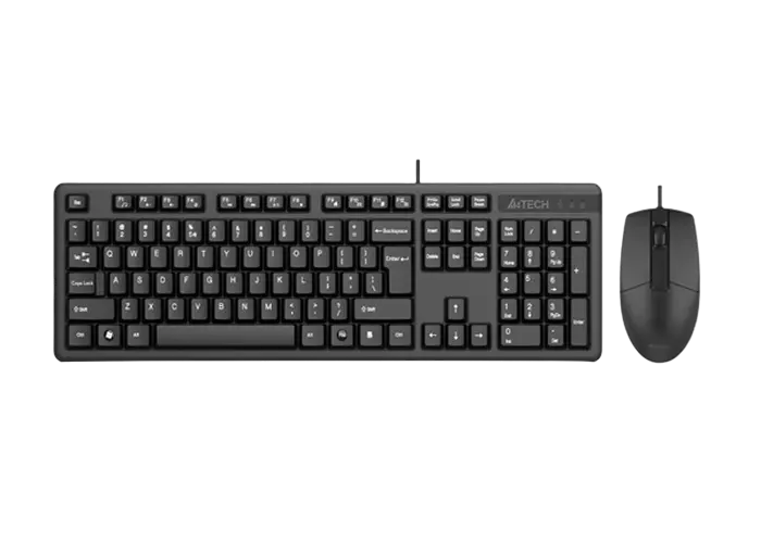 Keyboard & Mouse A4Tech KK-3330, Laser Engraving, Splash Proof, Fn keys, Black, USB