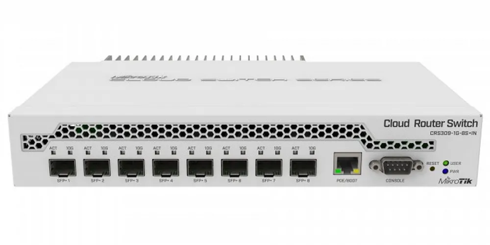 Switch de rețea MikroTik CRS309-1G-8S+IN, Alb