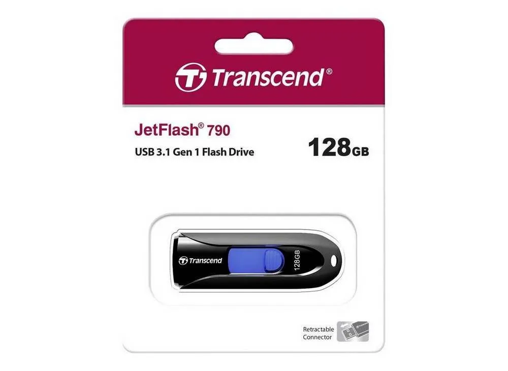 Memorie USB Transcend JetFlash 790, 128GB, Negru/Albastru