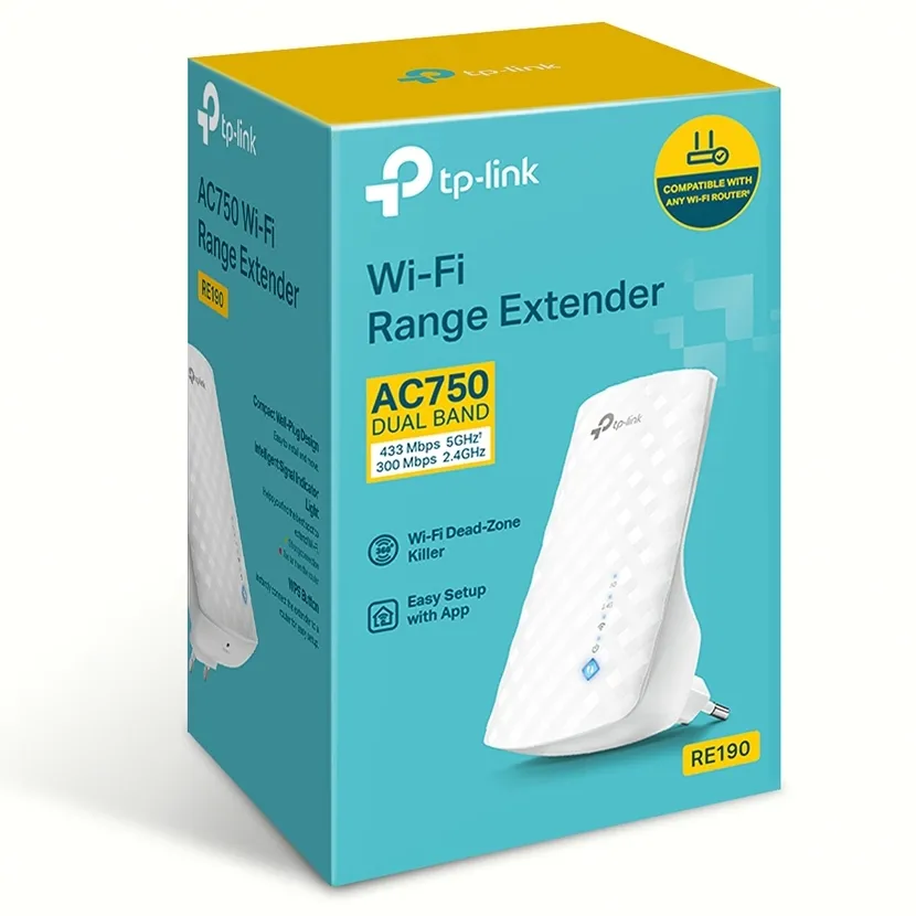 Punct de acces fără fir TP-LINK RE190, 300 Mbps, 433 Mbps, Alb