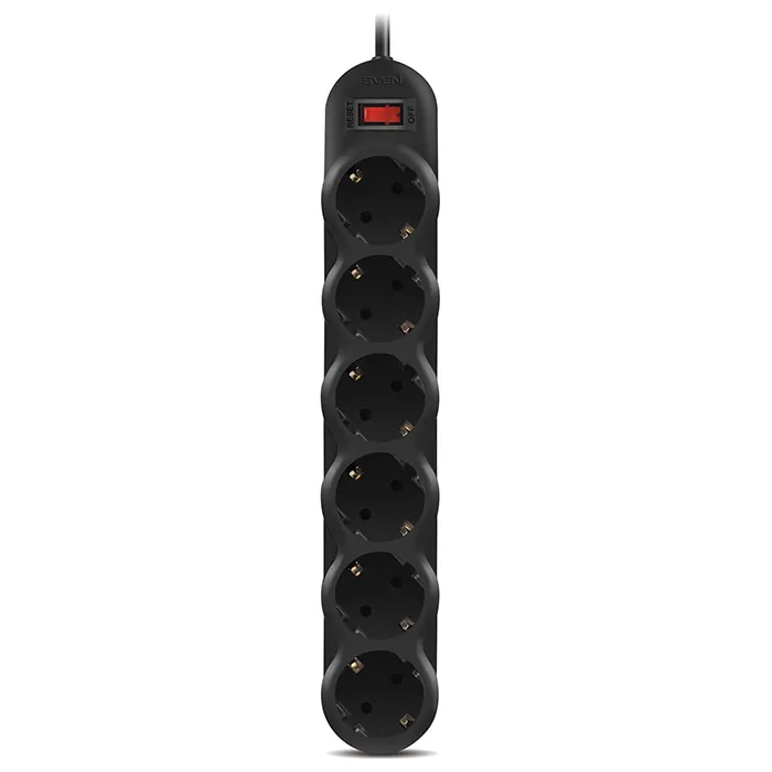 Prelungitor electric SVEN SF-06L, 6 Prize, 5m, Negru