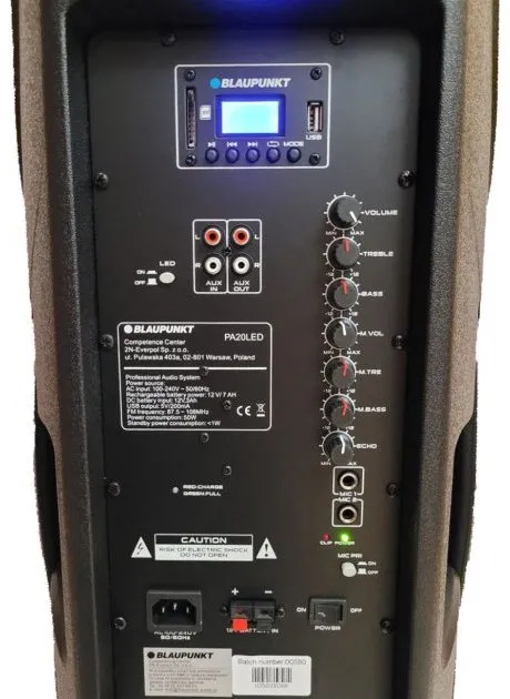 Boxă portabilă BLAUPUNKT PA20LED, Negru