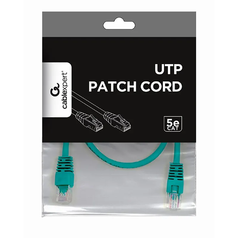 Patch cord Cablexpert PP12-0.5M/G, CAT5e UTP, 0,5m, Verde