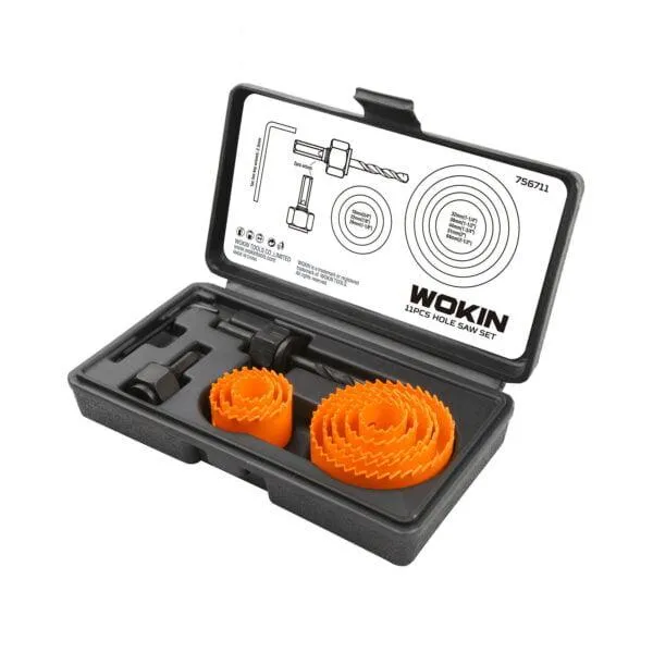 Set de 11 carote inelare WOKIN pt: lemn|  dim 19 mm - 64 mm| H25 mm