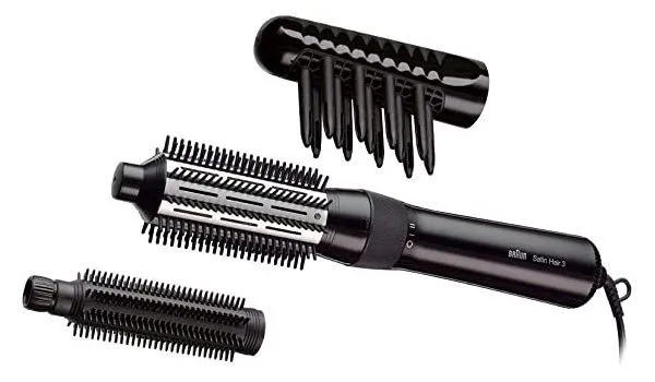 Uscător de păr-perie Braun Satin Hair 3 AS330, 400 W, Negru