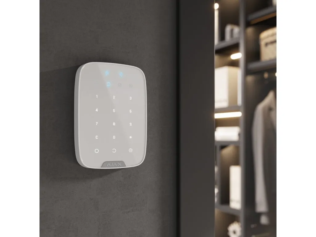 Tastatură tactilă fără fir Ajax KeyPad Plus, Alb