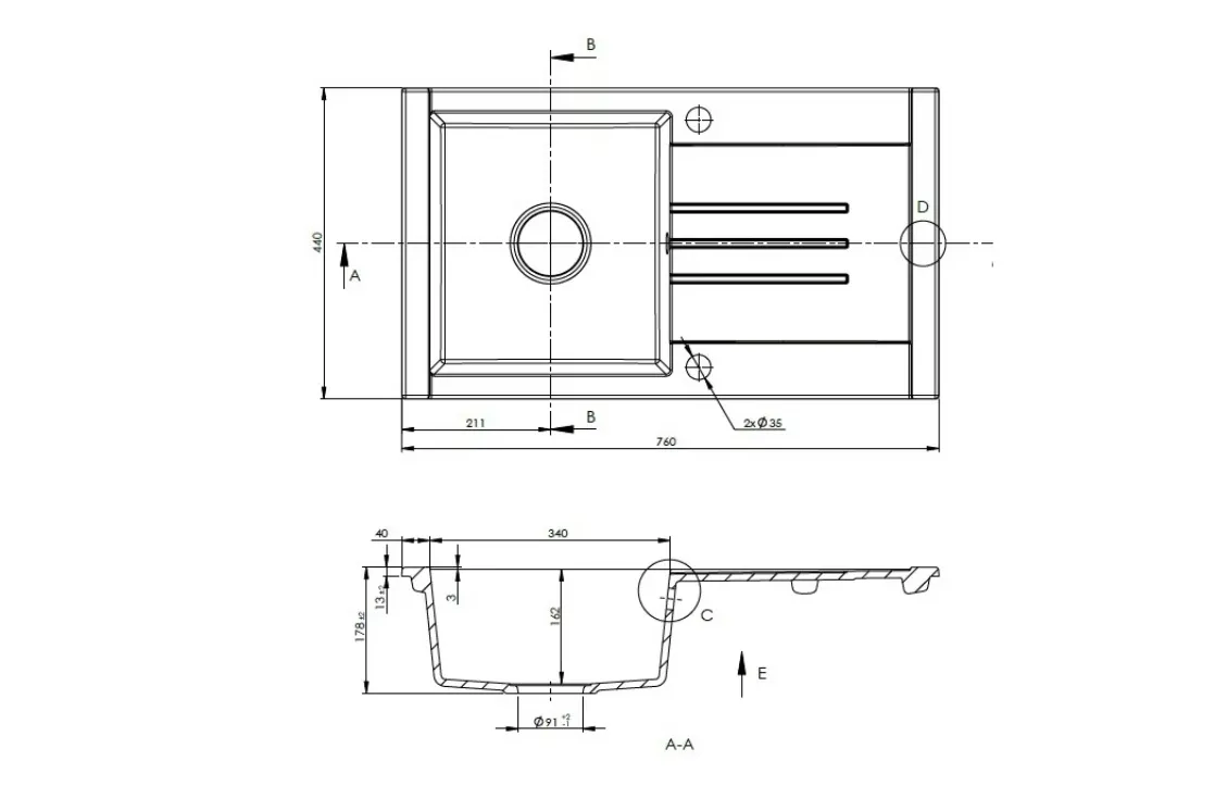Chiuveta SanDonna Arona 760 (Titan) 