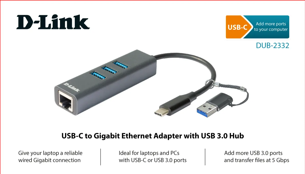 Adaptor de rețea D-Link DUB-2332, Gri