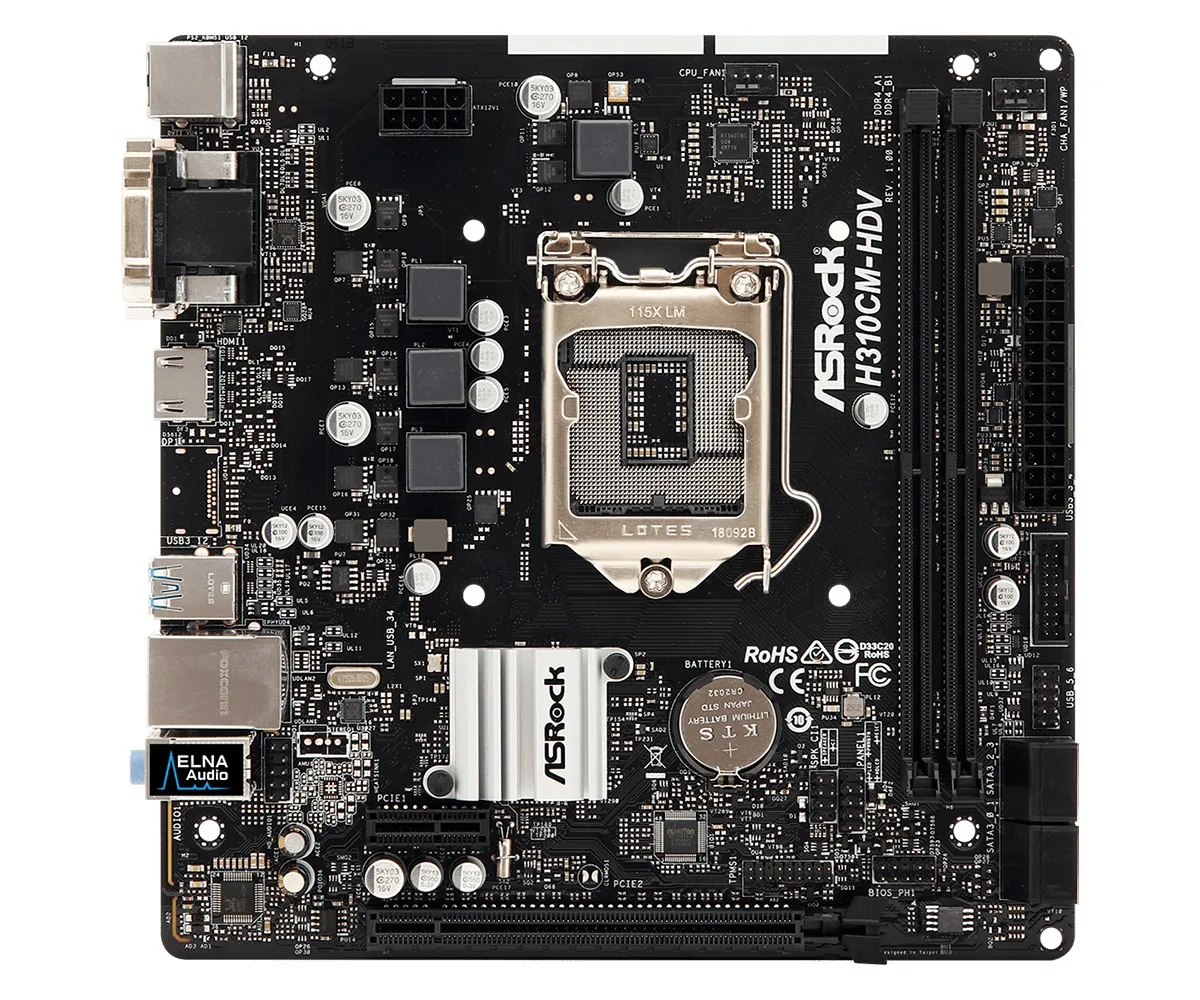 Placă de bază ASRock H310CM-HDV, LGA1151, Intel H310, Micro-ATX