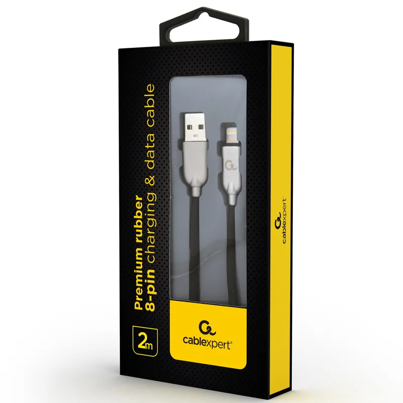 Cablu încărcare și sincronizare Cablexpert CC-USB2R-AMLM-2M, USB Type-A/Lightning, 2m, Negru