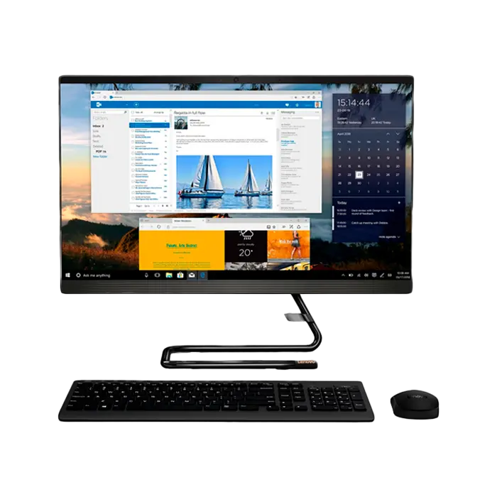 Computer All-in-One Lenovo IdeaCentre A340-22IGM, 21,5", Intel Core i3-10100T, 4GB/256GB, FreeDOS, Negru