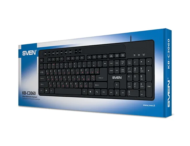 Tastatură SVEN KB-C3060, Cu fir, Negru