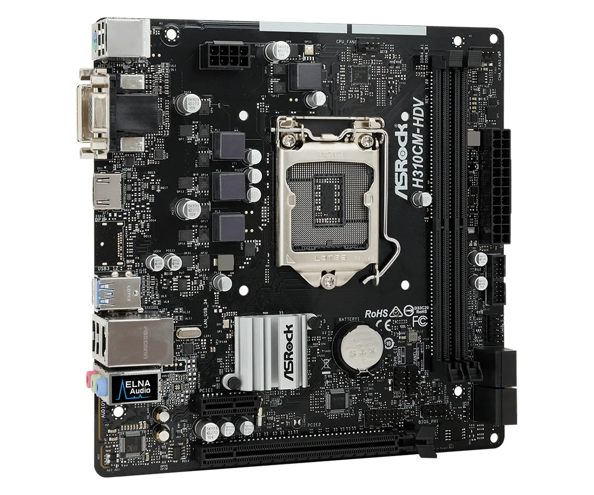 Placă de bază ASRock H310CM-HDV, LGA1151, Intel H310, Micro-ATX