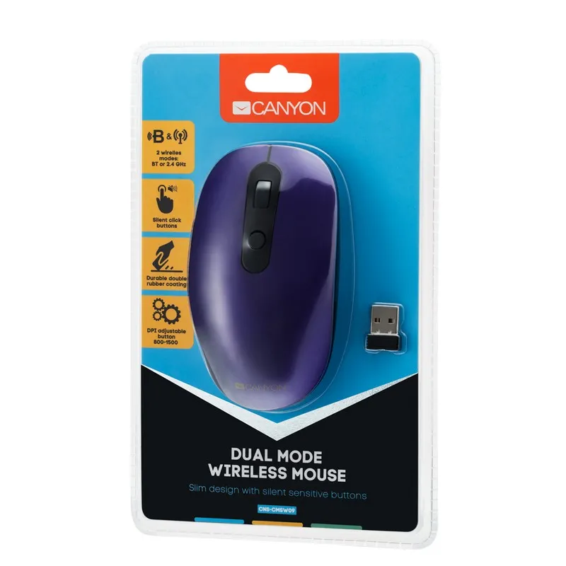 Mouse Wireless Canyon MW-9, Violet