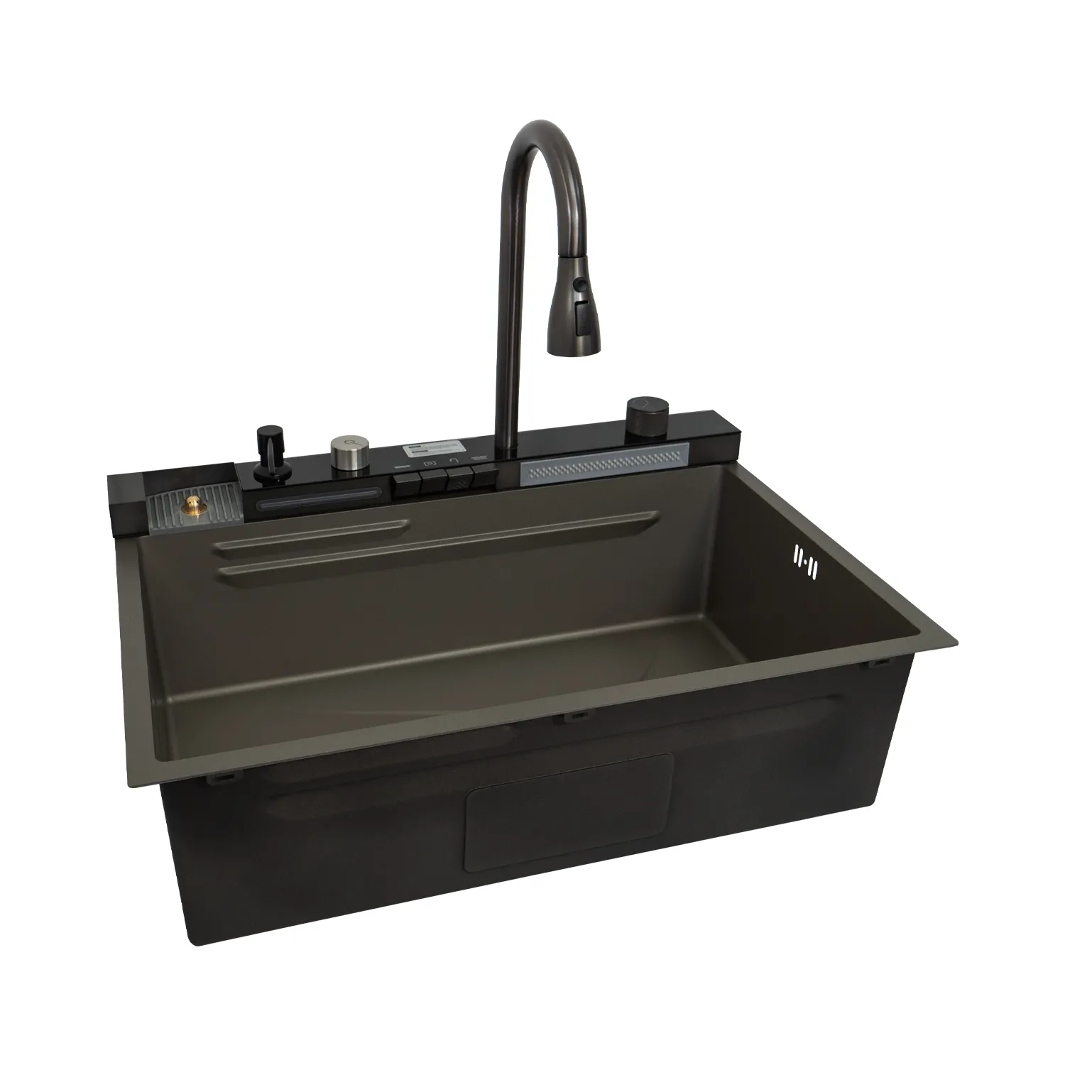 Chiuveta handmade SanDonna HD7550 Negru cu robinet cascadă reglabil