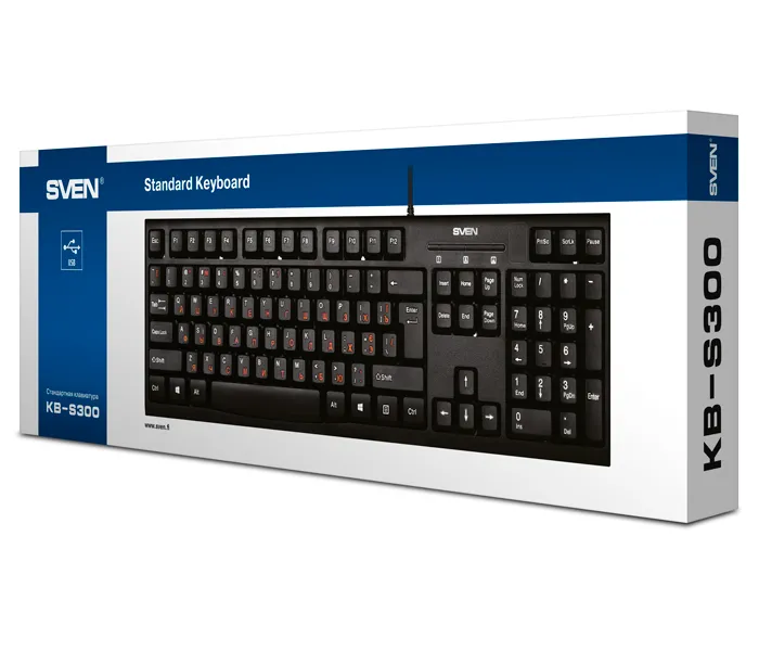 Tastatură SVEN KB-S300, Cu fir, Negru
