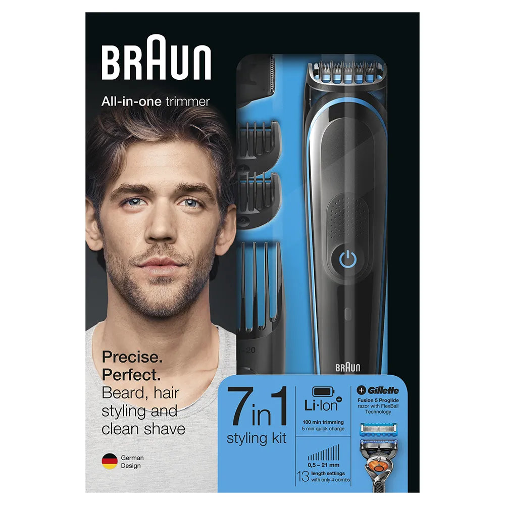 Trimmer pentru bărbați Braun MGK5045, Negru | Albastru