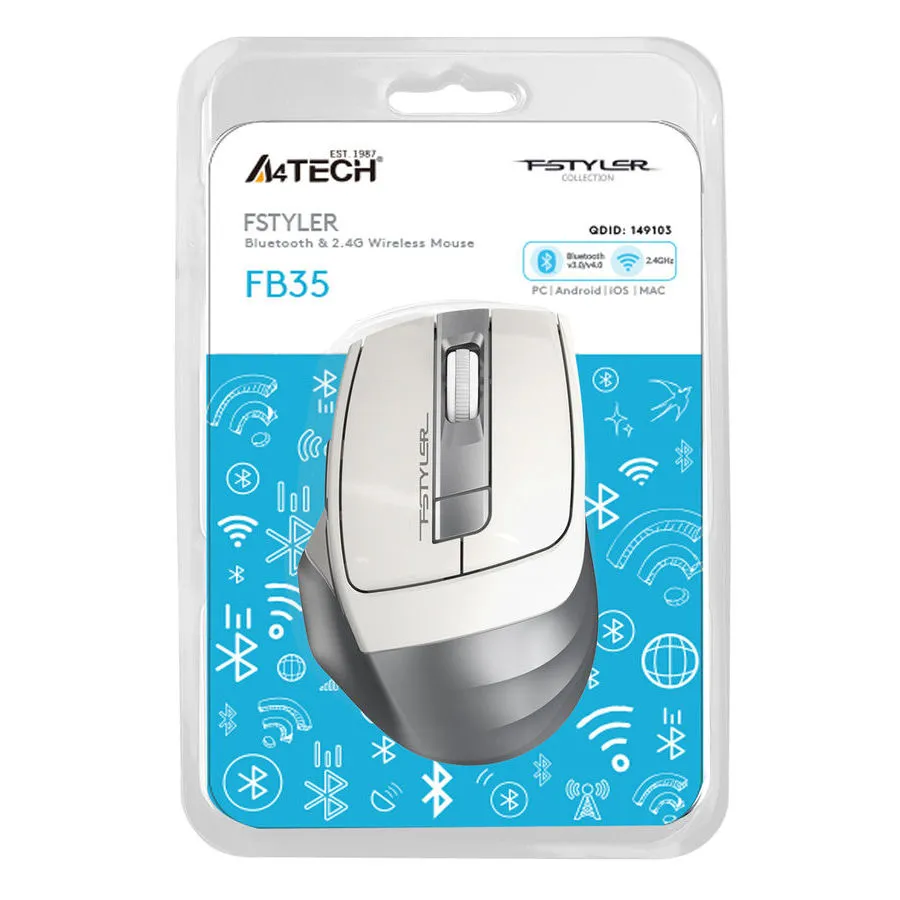 Mouse Wireless A4Tech FB35, Alb