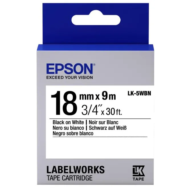 Cartuş de bandă Epson LK-5WBN, 18 mm x 9 m