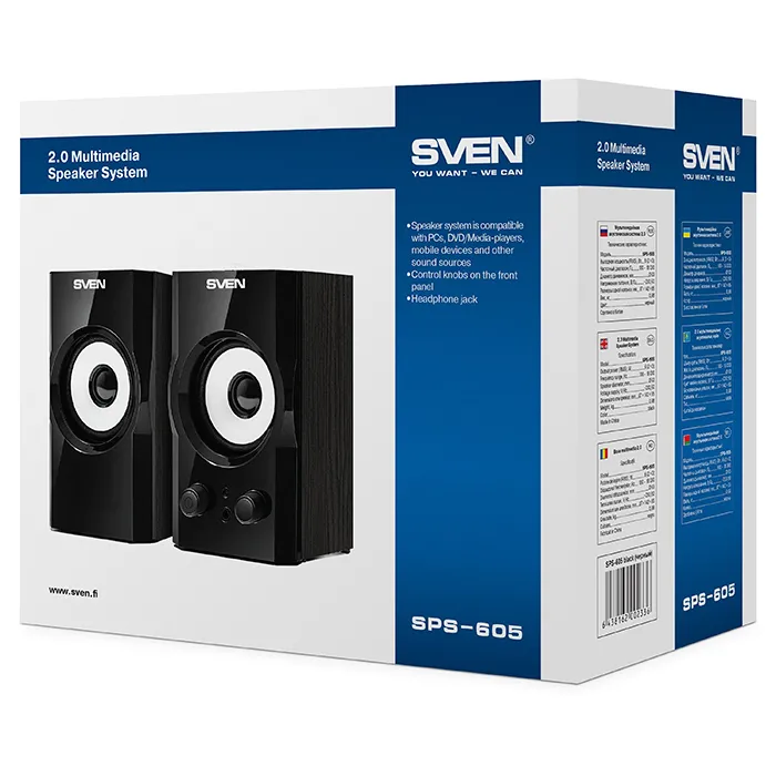 Boxe pentru calculator 2.0 SVEN SPS-605, Negru