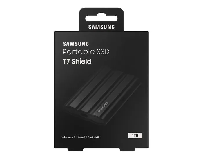 SSD portabil extern Samsung Portable SSD T7 Shield, 1 TB, Negru (MU-PE1T0S/WW)