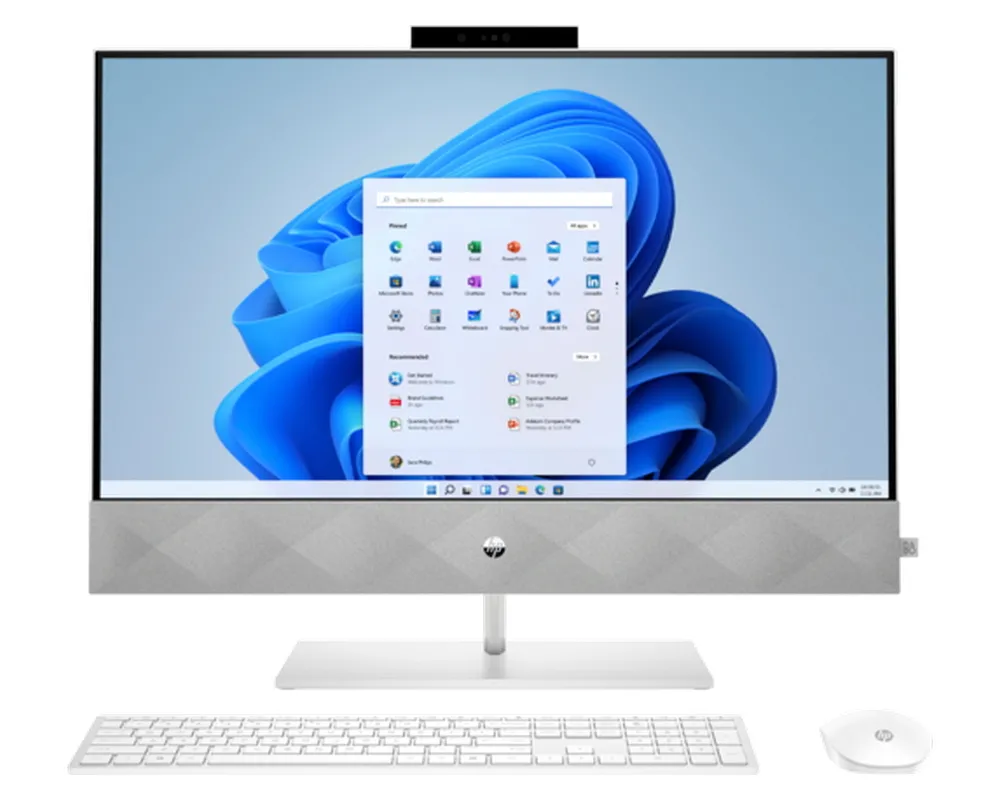 Computer All-in-One HP Pavilion 27, 27", AMD Ryzen 3 5300U, 8GB/512GB, FreeDOS, Alb