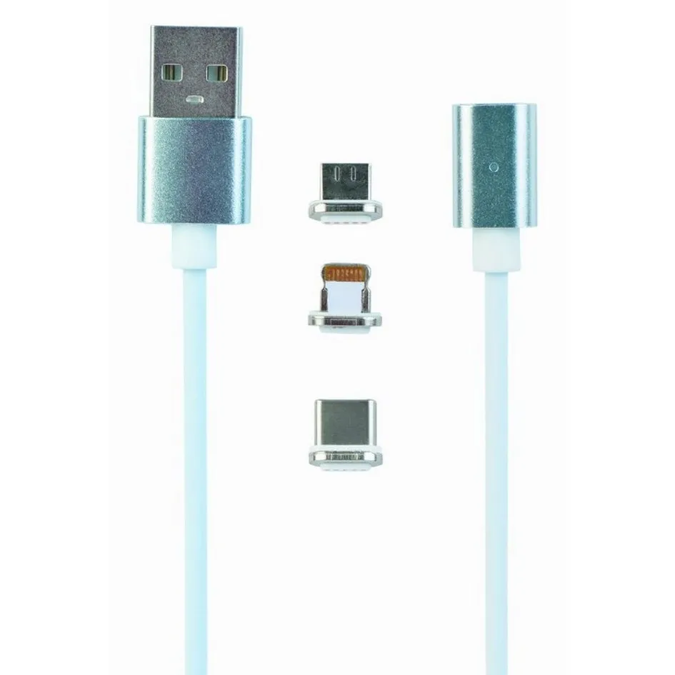 Adaptor pentru cablu USB Cablexpert CC-USB2-AMLM31-1M, USB Type-A/Micro USB, Type-C, Lighting, 1m, Argintiu