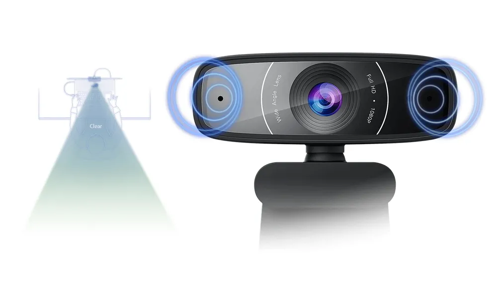 Cameră Web ASUS C3, Full-HD 1080P, Negru
