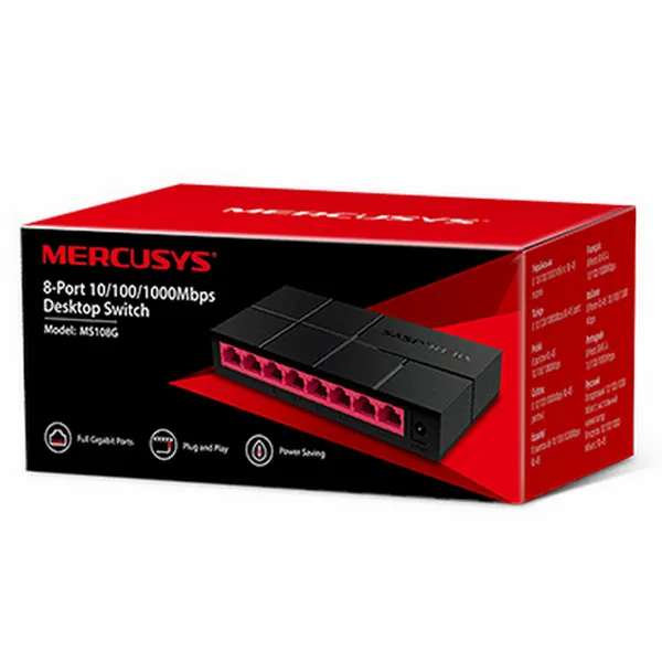 Mercusys MS108G, 8-Port 10/100/1,000 Mbps Desktop Switch