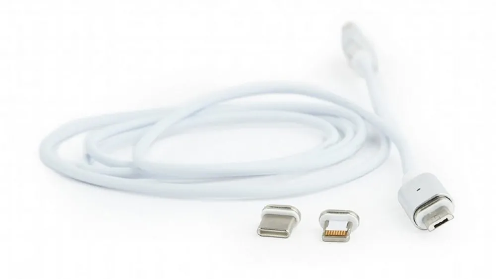 Adaptor pentru cablu USB Cablexpert CC-USB2-AMLM31-1M, USB Type-A/Micro USB, Type-C, Lighting, 1m, Argintiu