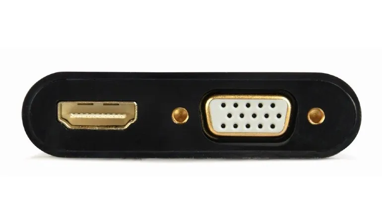 Adaptor Cablexpert A-VGA-HDMI-02, VGA D-Sub (M) - HDMI (F) + VGA, 0.15 m, Negru