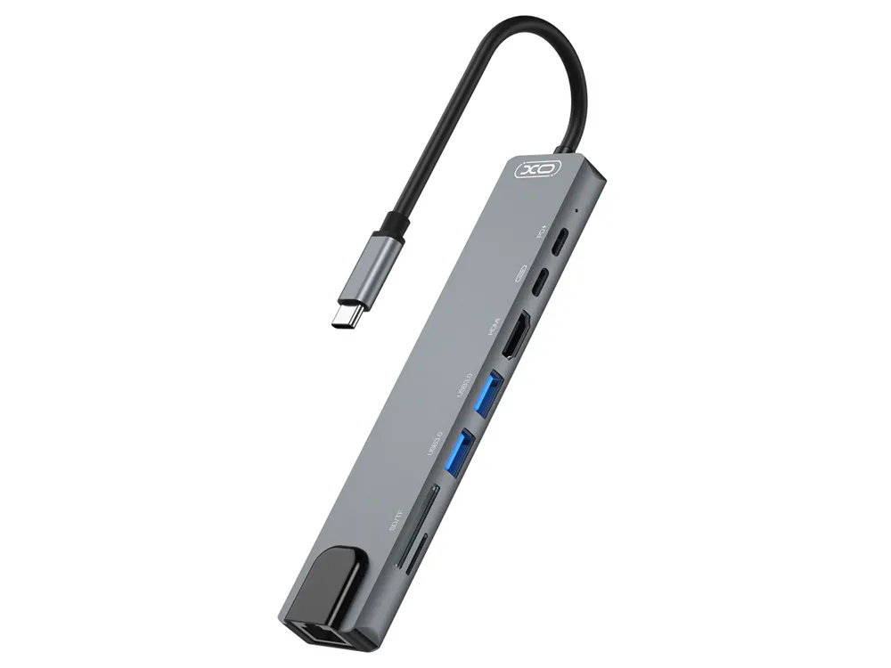 XO HUB003 USB-C adapter 8-in-1 (HDMMI+USB2*2+PD Cgarger+PD reader+card reader)