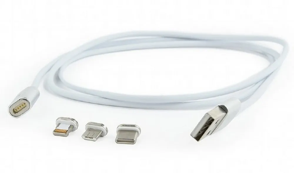 Adaptor pentru cablu USB Cablexpert CC-USB2-AMLM31-1M, USB Type-A/Micro USB, Type-C, Lighting, 1m, Argintiu
