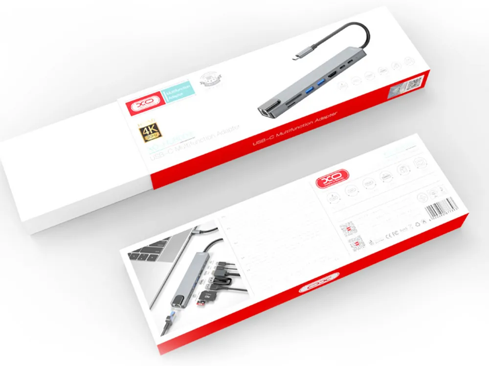 XO HUB003 USB-C adapter 8-in-1 (HDMMI+USB2*2+PD Cgarger+PD reader+card reader)