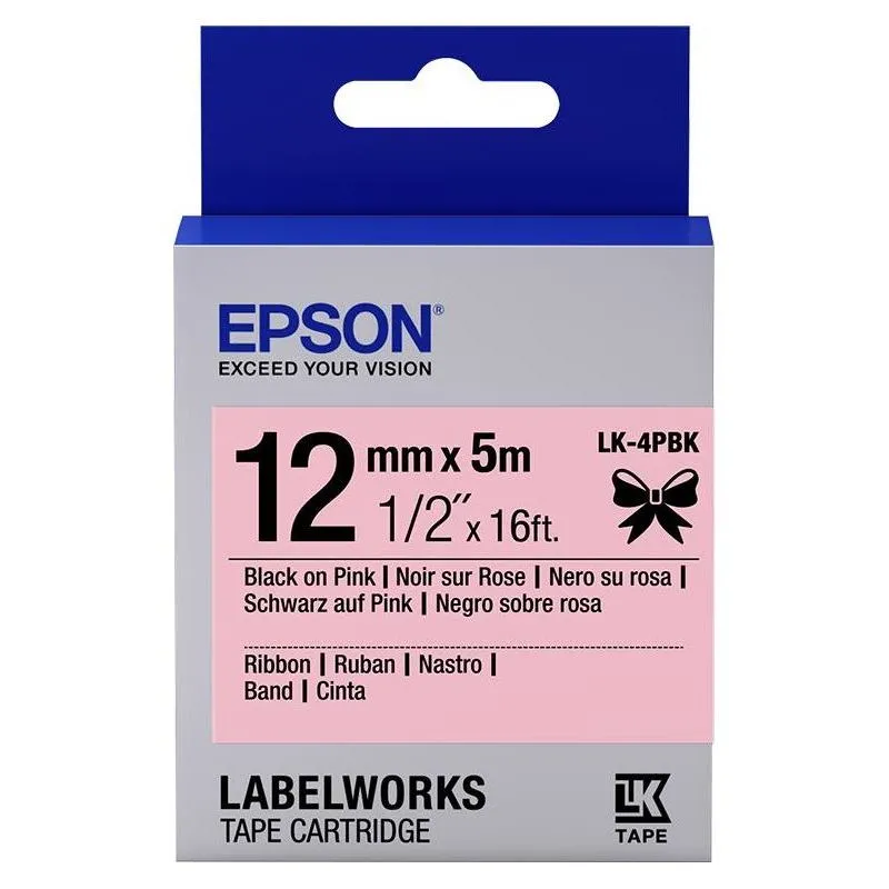 Cartuş de bandă Epson LK-4PBK, 12 mm x 5 m