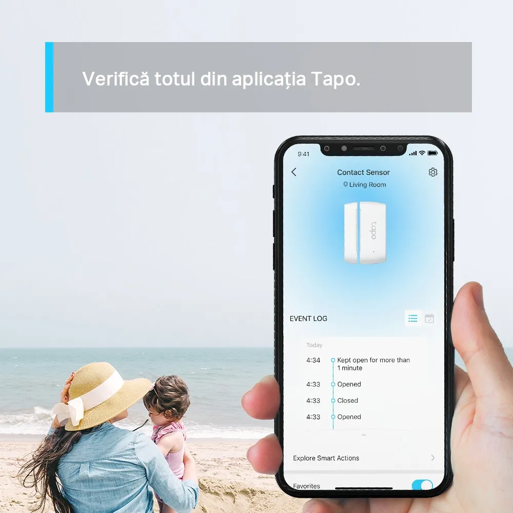 Senzor de contact inteligent TP-LINK Tapo T110, Alb