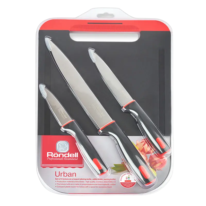 Set de Cuțite Rondell RD-1010, Negru/Rosu