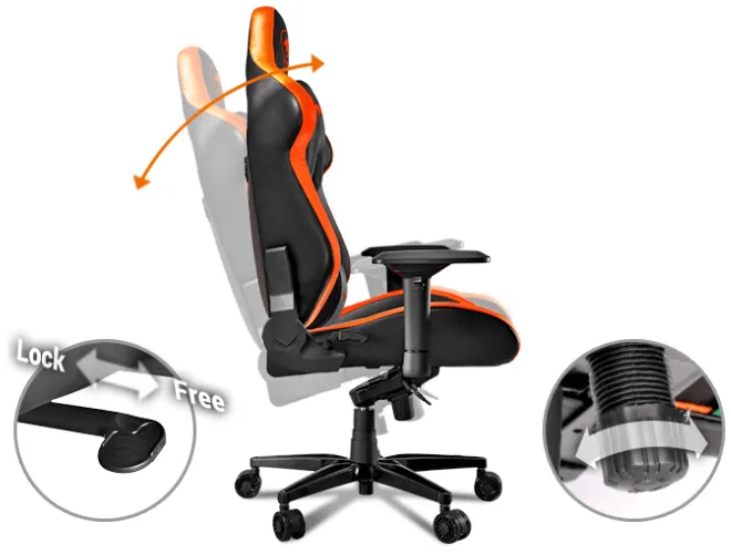 Scaun Gaming Cougar Armor Titan, PVC Piele, Negru/Portocaliu