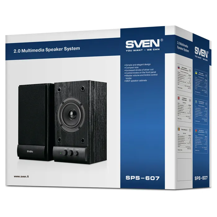 Boxe pentru calculator 2.0 SVEN SPS-607, Negru
